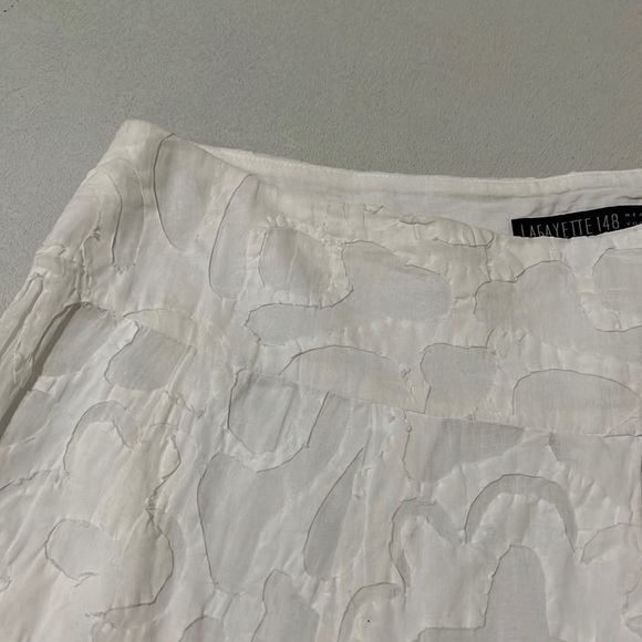 Lafayette 148 New York Blanket Hand Stitched Appliqué Cotton Skirt Size 10 White - Picture 4 of 10